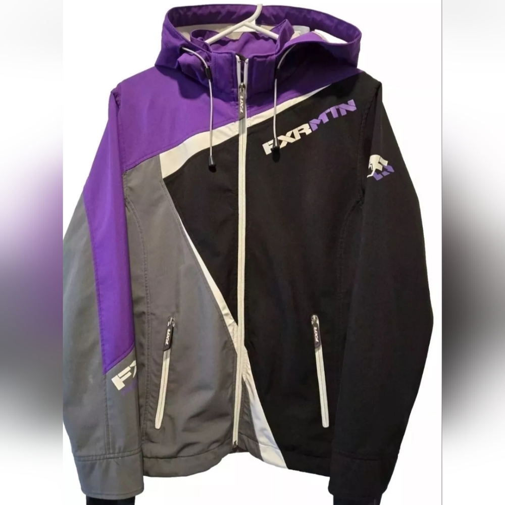 FXR Jacket Womens Sz 6 Black Purple White Mountain Canada Lightweight Softshell